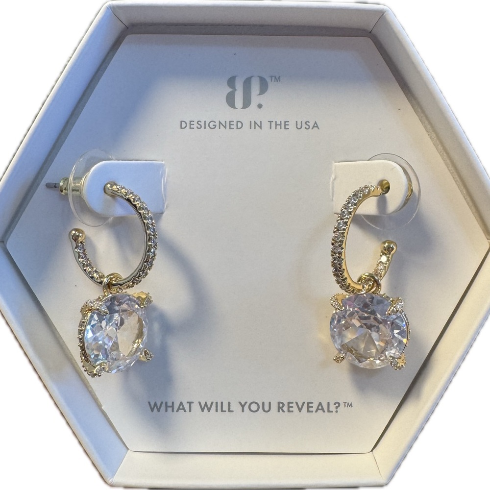Gold and Diamond Cubic Zirconia Crystal Earrings